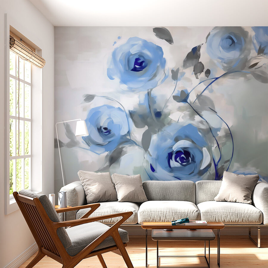 Pintura de flores azuis Pintura de flores azuis