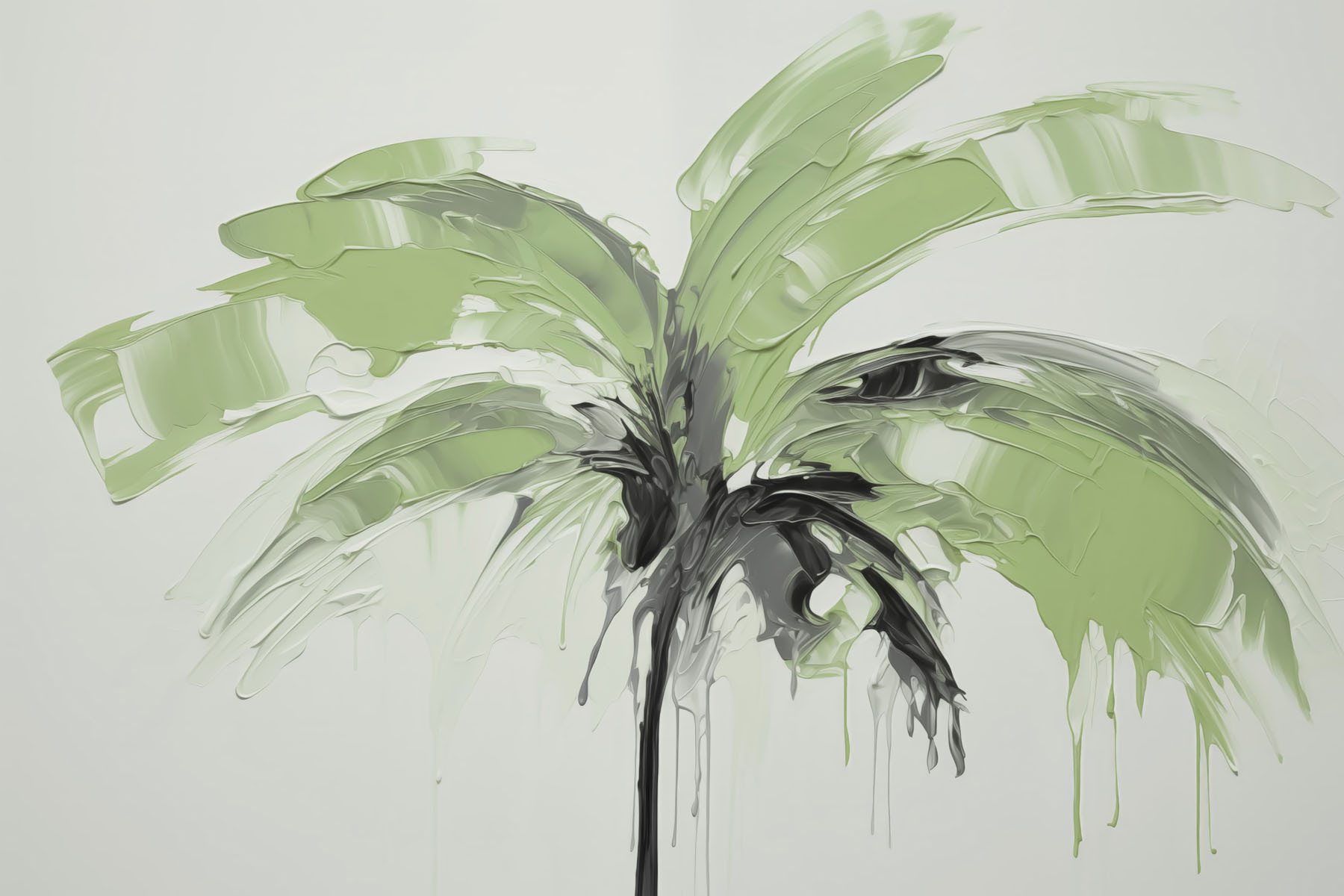 Palm tree painted with green paint Palm tree painted with green paint