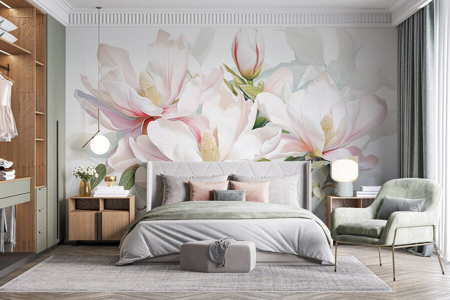 Flores elegantes em tons pastel suaves