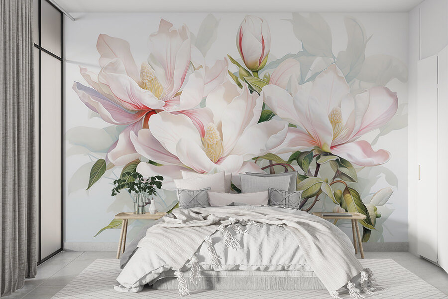 Flores elegantes em tons pastel suaves