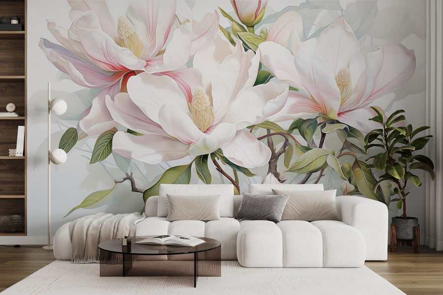 Flores elegantes em tons pastel suaves