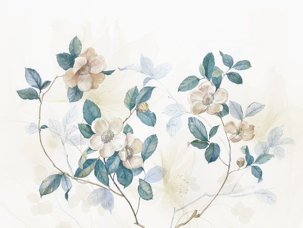 Pintura de flores e folhas Pintura de flores e folhas