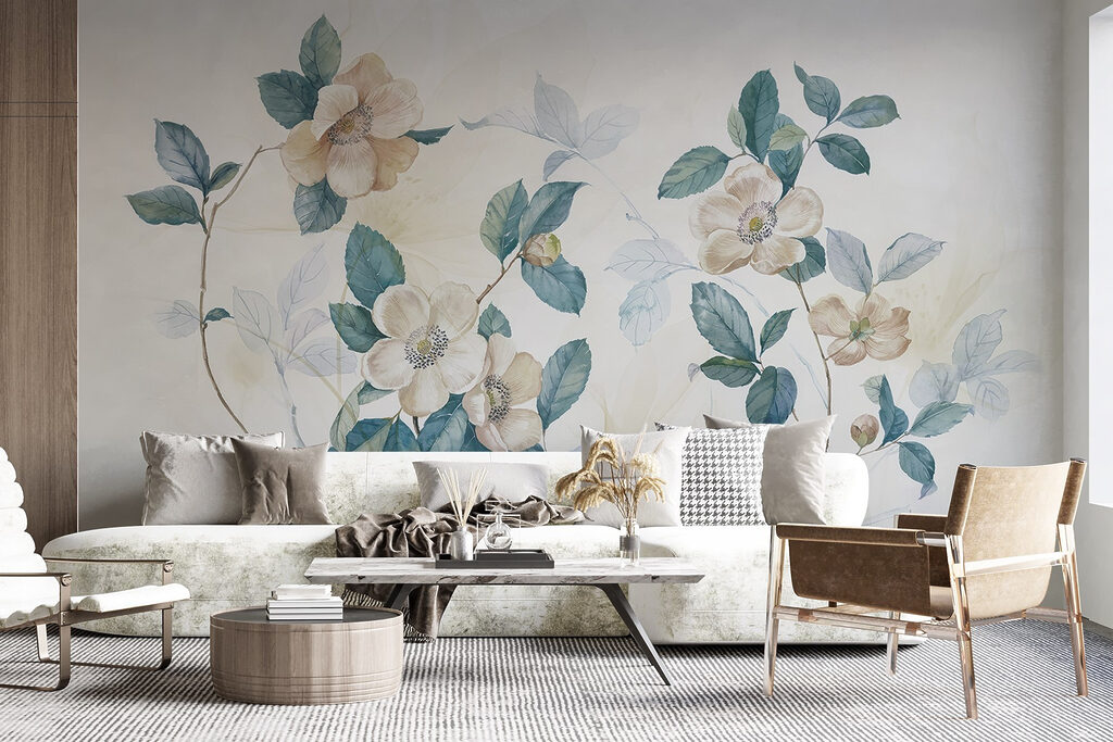 Painting of flowers and leaves Painting of flowers and leaves