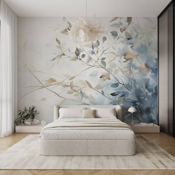 Painting of a tree branch with leaves Painting of a tree branch with leaves