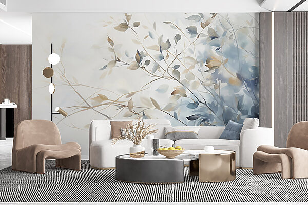 Painting of a tree branch with leaves Painting of a tree branch with leaves