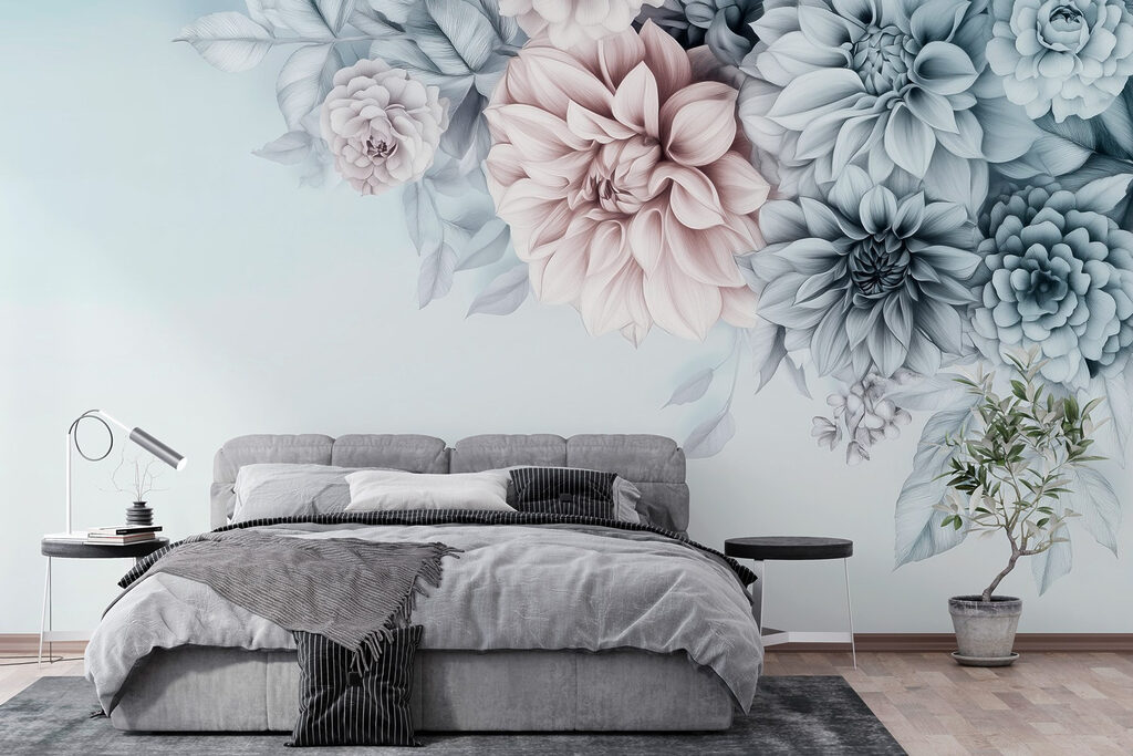 Group of flowers with leaves