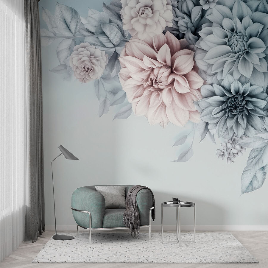 Papel de parede Grupo de flores com folhas - Image 3