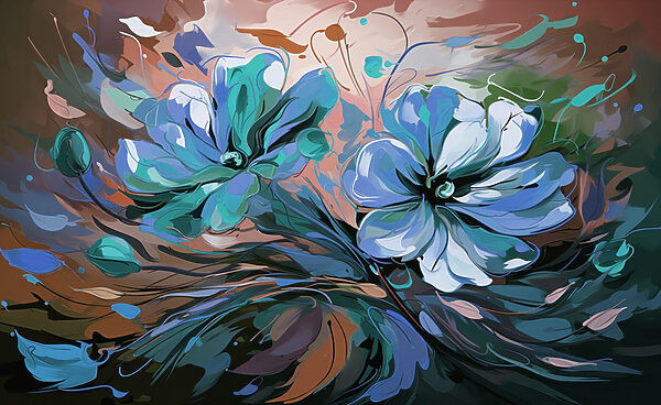 Painting of flowers on a surface