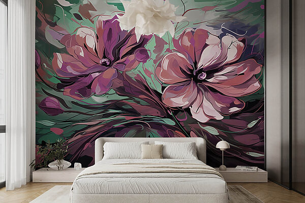 Painting of flowers on a surface