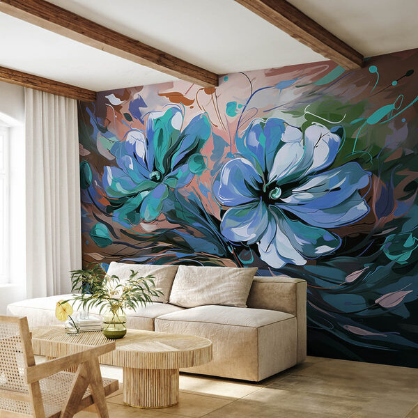 Painting of flowers on a surface