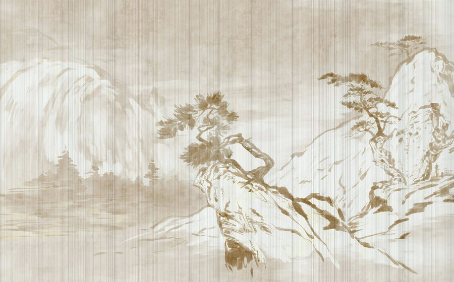 Papel de parede Pintura de montanhas e árvores - Image 4