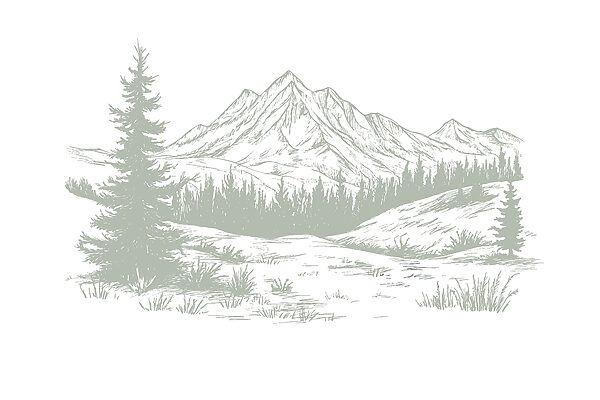 Desenho de uma cadeia de montanhas Desenho de uma cadeia de montanhas