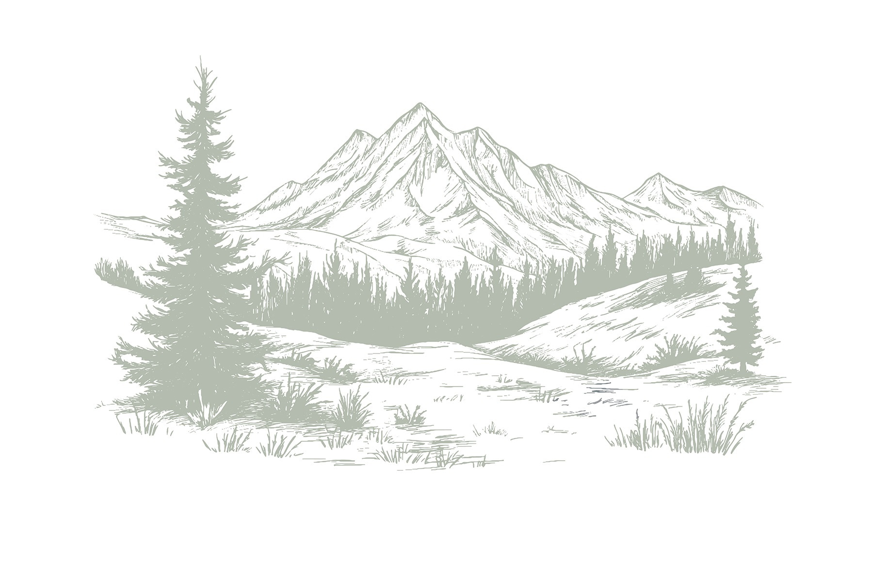 Drawing of a mountain range Drawing of a mountain range