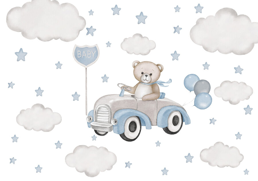 Papel de parede Urso de peluche a conduzir um carro com balões - Image 3
