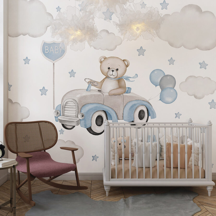 Papel de parede Urso de peluche a conduzir um carro com balões - Image 2