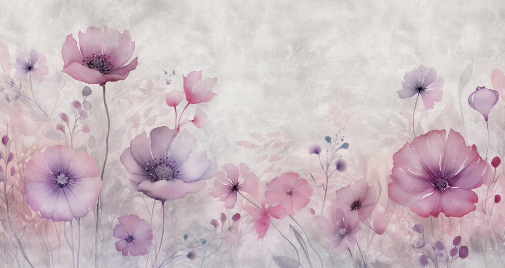 Pintura de flores sobre um fundo branco Pintura de flores sobre um fundo branco