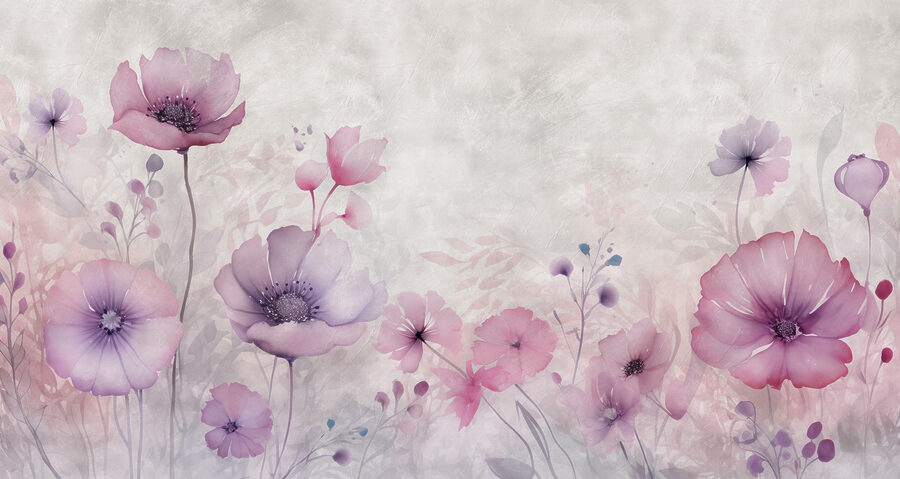 Pintura de flores sobre um fundo branco