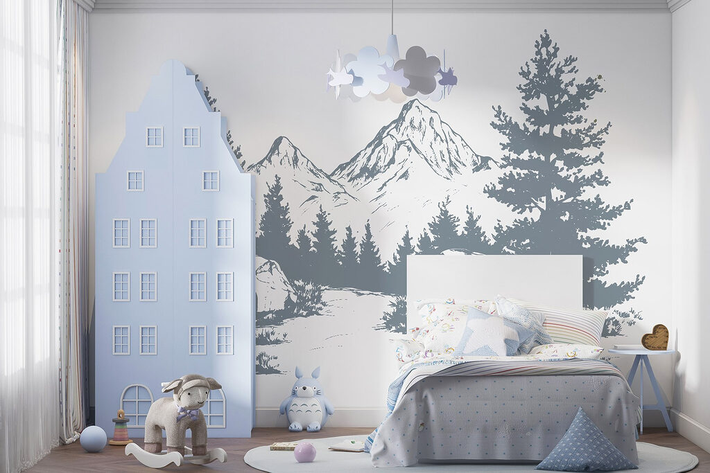 Mountain range with trees and rocks Mountain range with trees and rocks