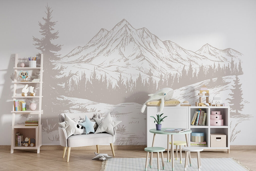 Drawing of a mountain range Drawing of a mountain range