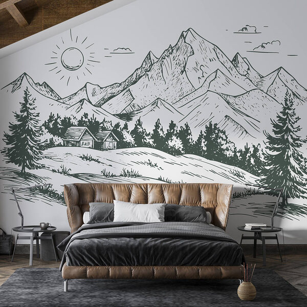 Paisagem com árvores e uma casa Paisagem com árvores e uma casa
