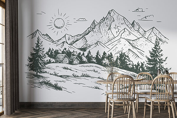Paisagem com árvores e uma casa Paisagem com árvores e uma casa