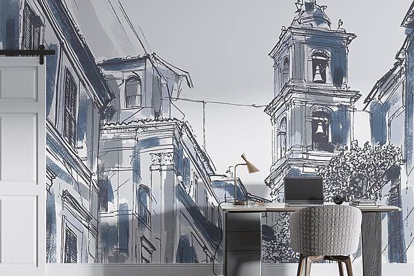 Desenho de um edifício com sinos Desenho de um edifício com sinos