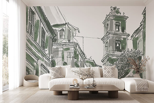 Desenho de um edifício com sinos Desenho de um edifício com sinos