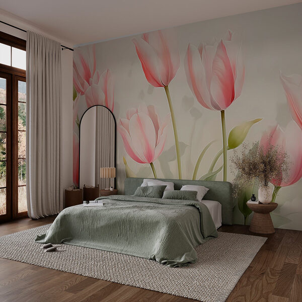 Papel de parede Papel de parede Grupo de flores cor-de-rosa (REF: w03368)
