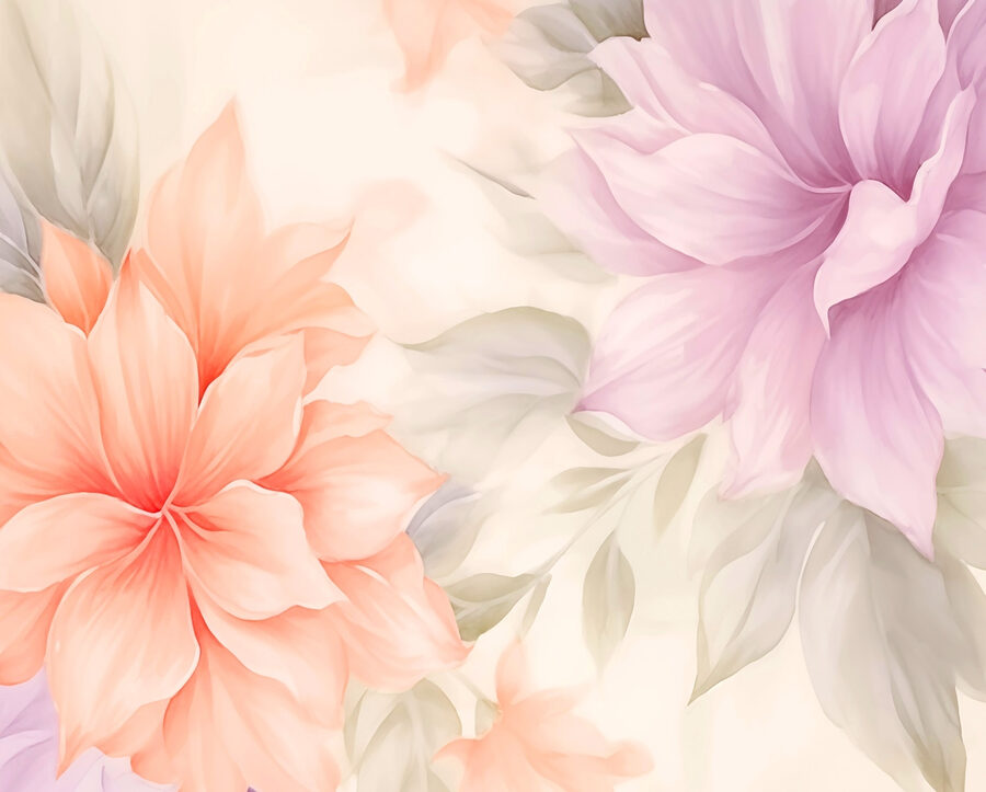 Papel de parede Florais suaves em tons pastel suaves. - Image 4
