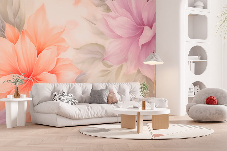 Papel de parede Florais suaves em tons pastel suaves. - Image 2