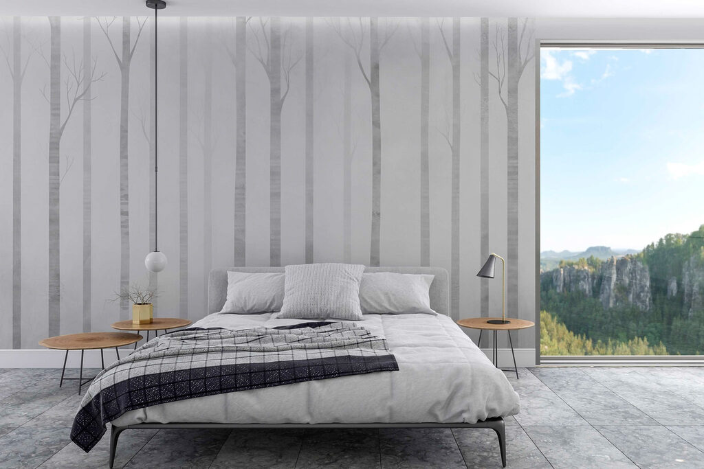 Group of trees in fog Group of trees in fog