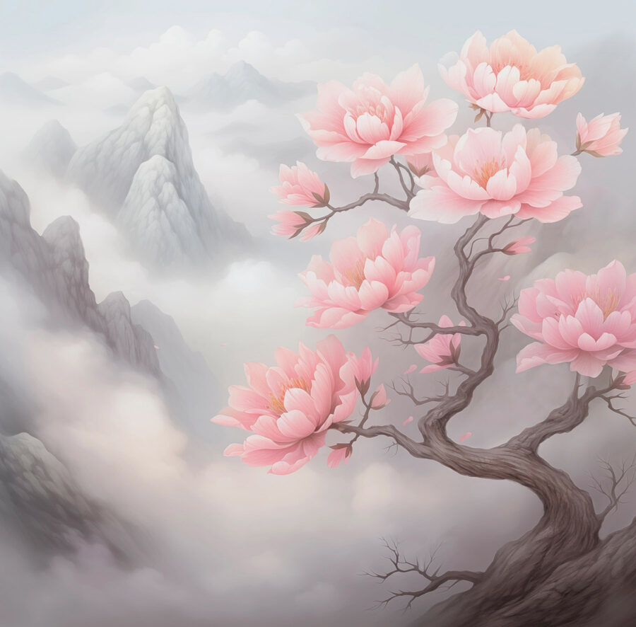 Árvore com flores cor-de-rosa