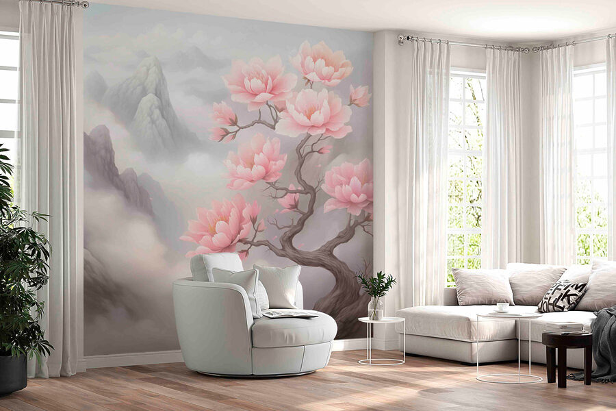 Árvore com flores cor-de-rosa