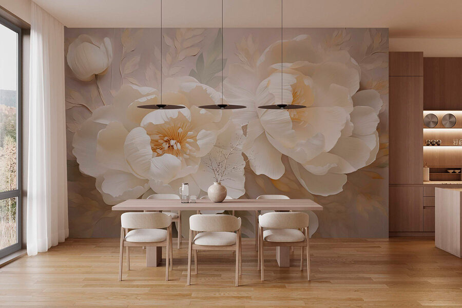 Flores elegantes adornadas com pétalas suaves