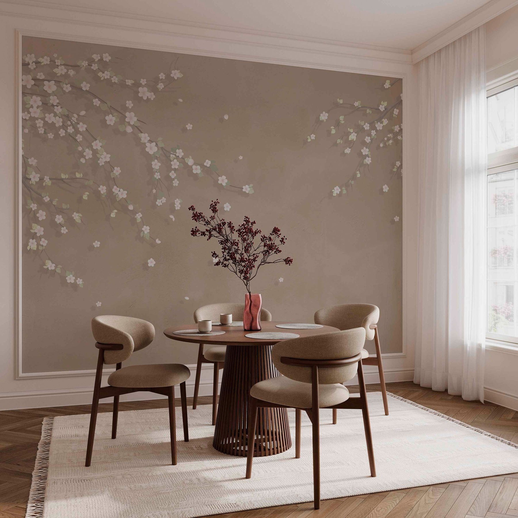 White flowers on a tree branch