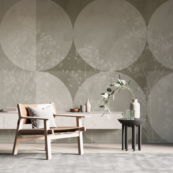 Fundo cinzento e branco com círculos e flores Fundo cinzento e branco com círculos e flores