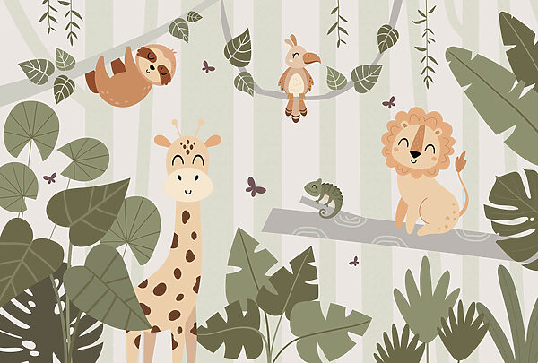 Desenho animado de animais numa selva Desenho animado de animais numa selva