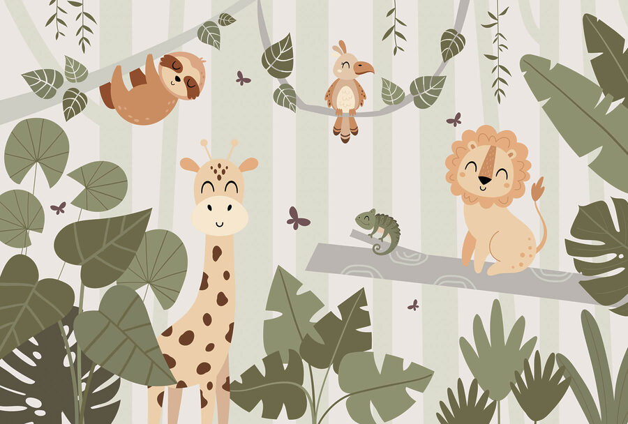 Desenho animado de animais numa selva