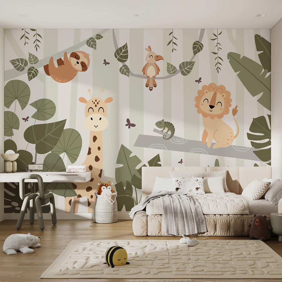 Desenho animado de animais numa selva