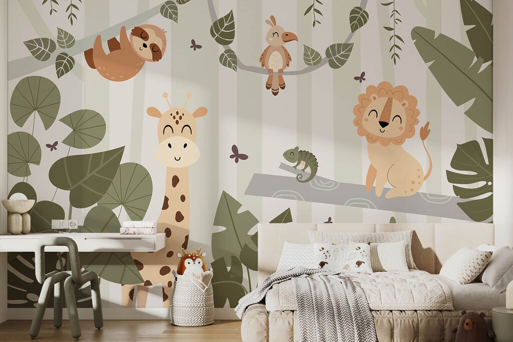 Cartoon of animals in a jungle