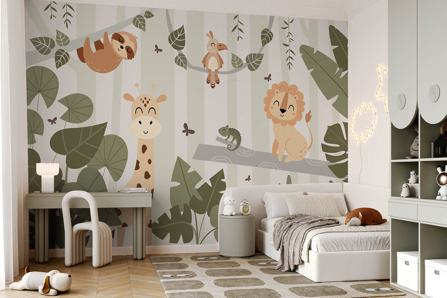 Desenho animado de animais numa selva