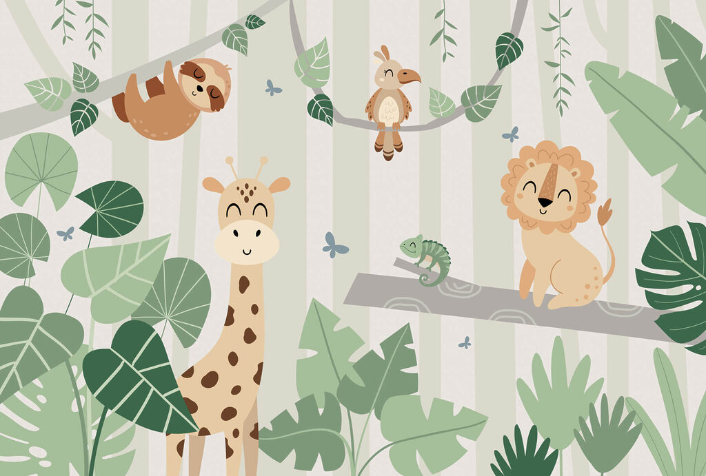 Grupo de animais numa selva Grupo de animais numa selva