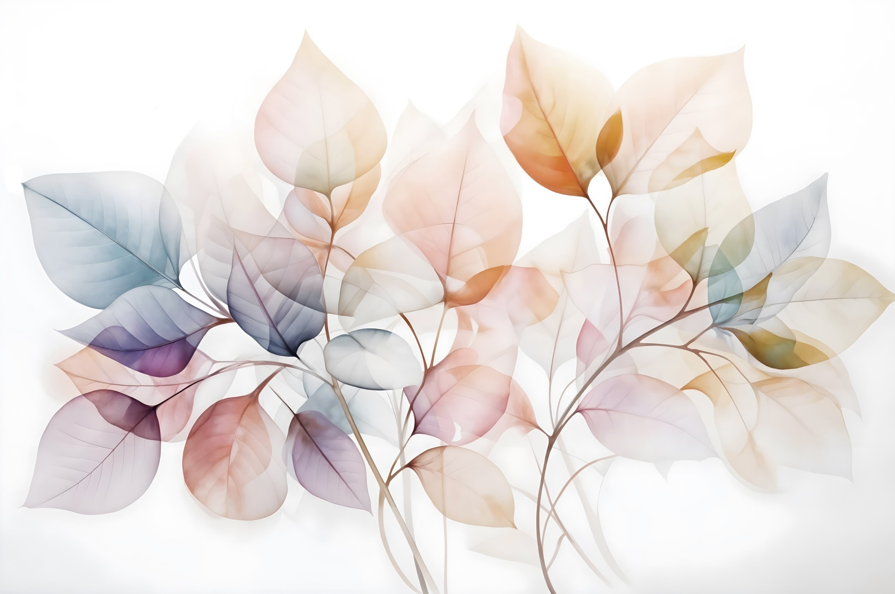 Delicate leaves in soft hues