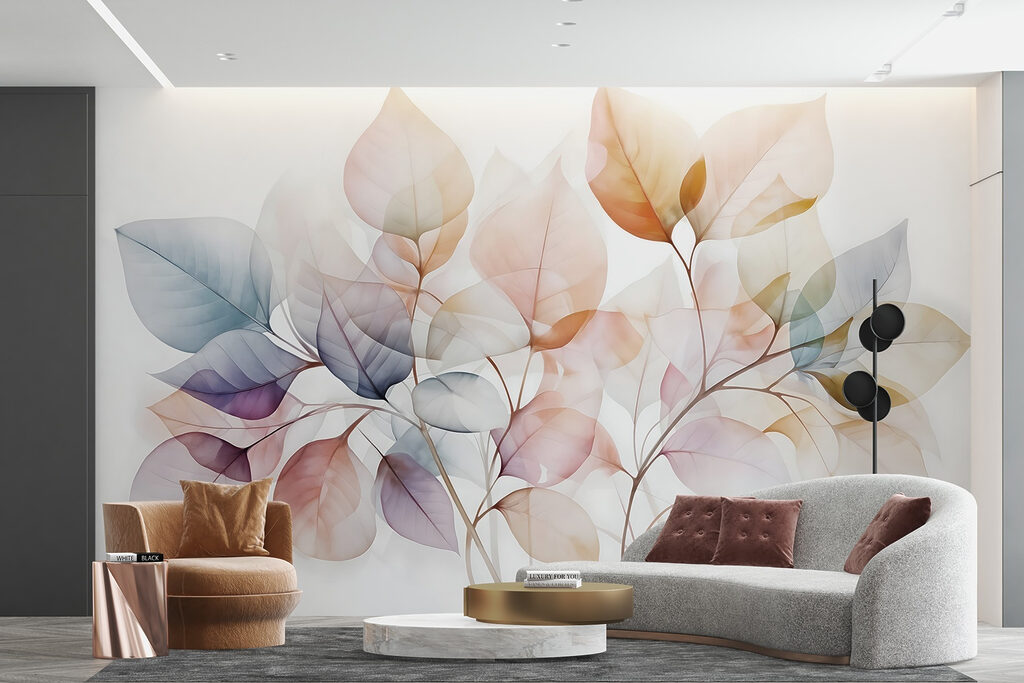 Delicate leaves in soft hues