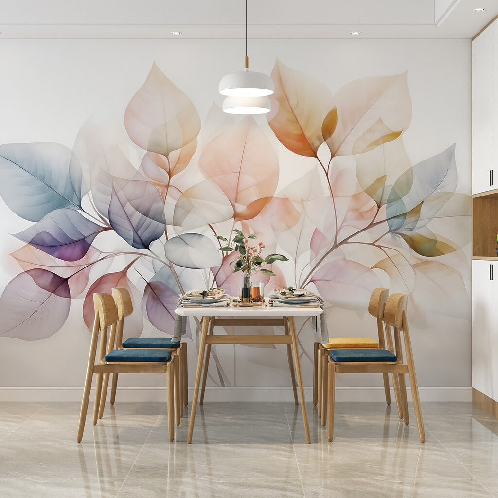 Delicate leaves in soft hues