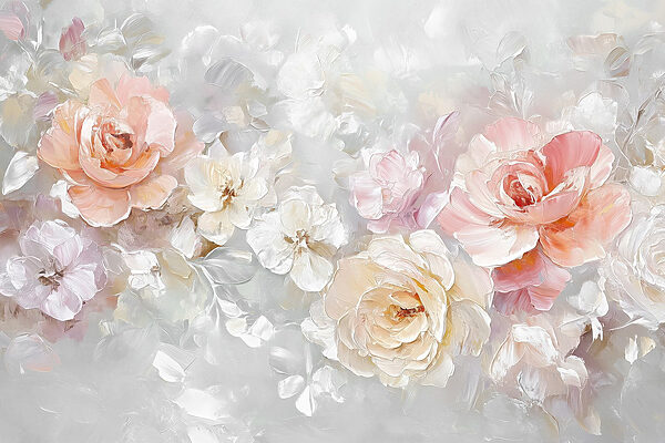 Pintura de flores sobre uma superfície branca Pintura de flores sobre uma superfície branca