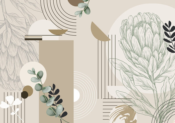Papel de parede com uma planta e folhas Papel de parede com uma planta e folhas