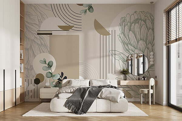 Papel de parede com uma planta e folhas Papel de parede com uma planta e folhas