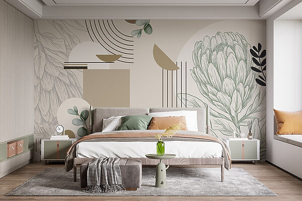 Papel de parede com uma planta e folhas Papel de parede com uma planta e folhas