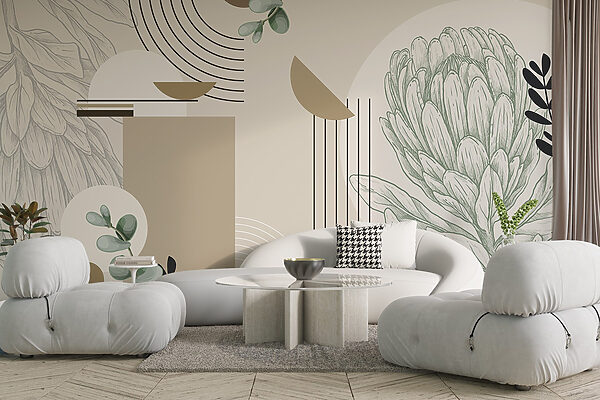 Papel de parede com uma planta e folhas Papel de parede com uma planta e folhas